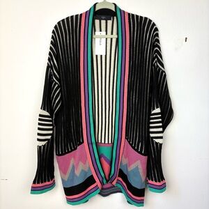 Avril 8790 Striped Knit Cardigan Sweater